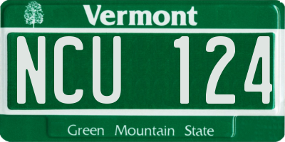 VT license plate NCU124