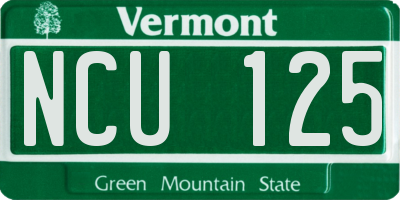VT license plate NCU125