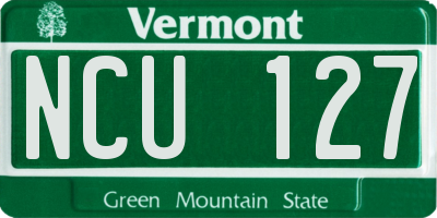 VT license plate NCU127