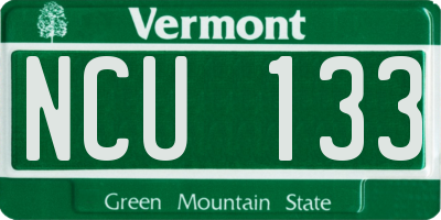 VT license plate NCU133