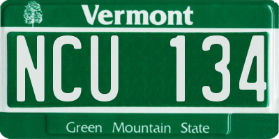 VT license plate NCU134