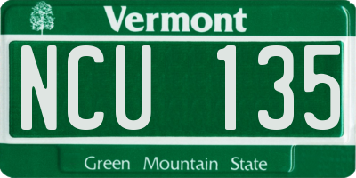 VT license plate NCU135