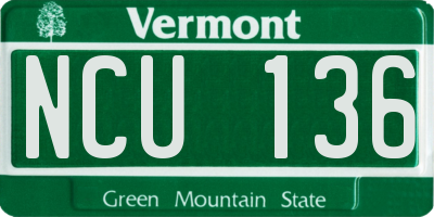 VT license plate NCU136
