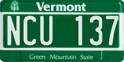 VT license plate NCU137