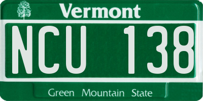 VT license plate NCU138