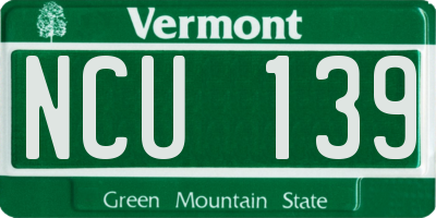 VT license plate NCU139