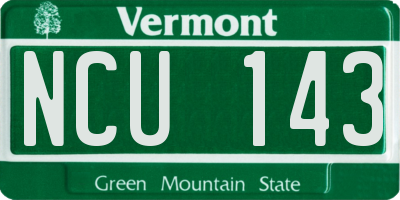 VT license plate NCU143