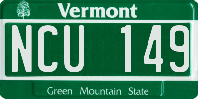VT license plate NCU149
