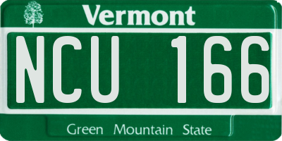 VT license plate NCU166