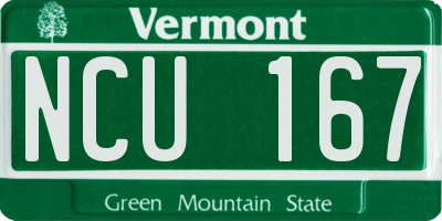 VT license plate NCU167