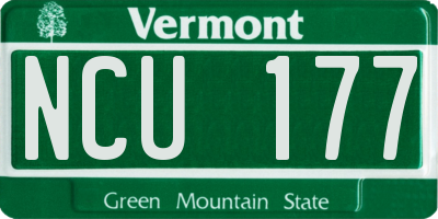 VT license plate NCU177