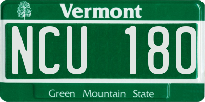 VT license plate NCU180