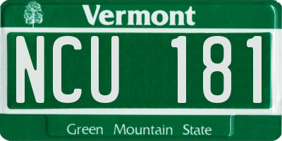 VT license plate NCU181