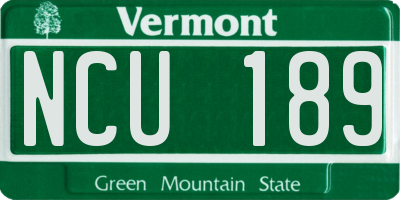 VT license plate NCU189