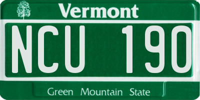 VT license plate NCU190