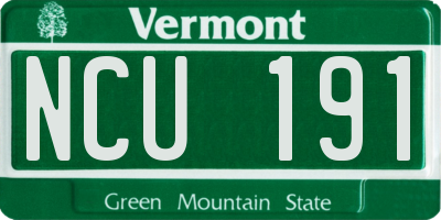 VT license plate NCU191