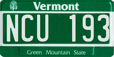 VT license plate NCU193