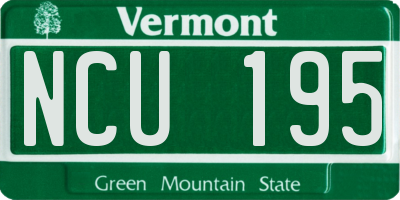 VT license plate NCU195
