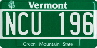 VT license plate NCU196