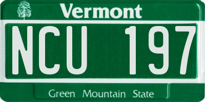 VT license plate NCU197