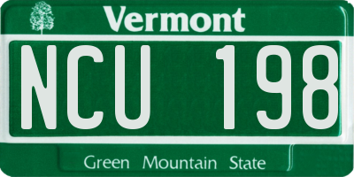 VT license plate NCU198