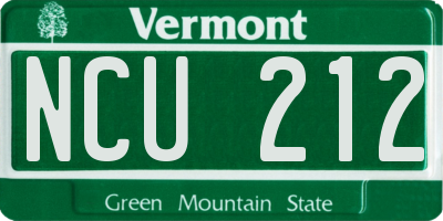 VT license plate NCU212