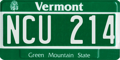VT license plate NCU214