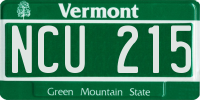 VT license plate NCU215