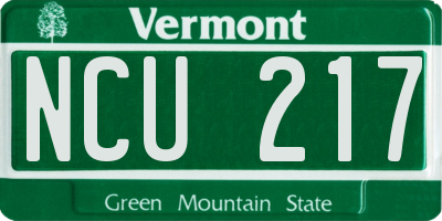 VT license plate NCU217
