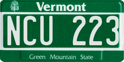 VT license plate NCU223