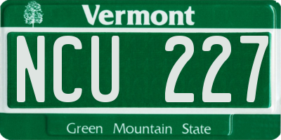 VT license plate NCU227