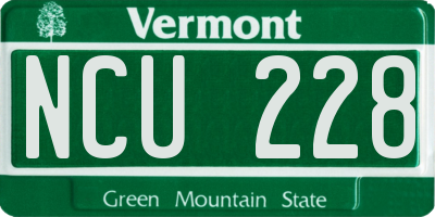 VT license plate NCU228