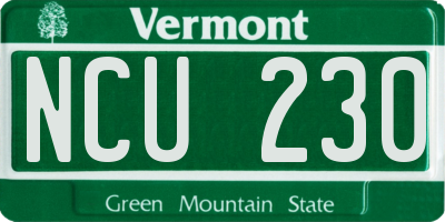 VT license plate NCU230