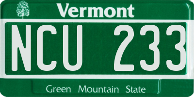 VT license plate NCU233