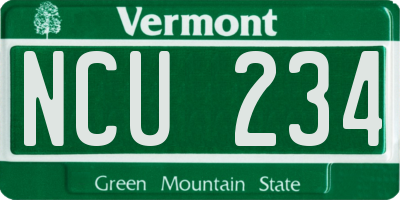 VT license plate NCU234