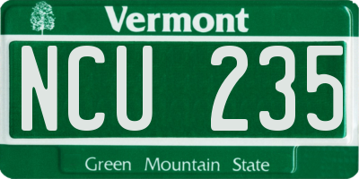 VT license plate NCU235