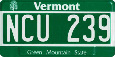 VT license plate NCU239