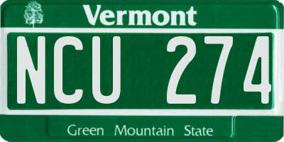 VT license plate NCU274