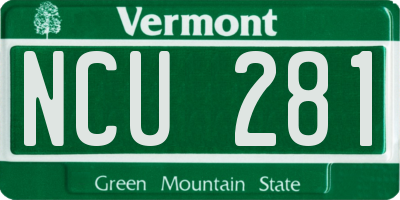 VT license plate NCU281