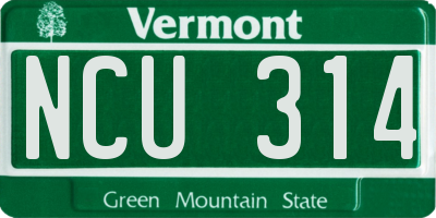 VT license plate NCU314