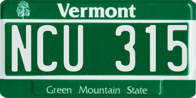 VT license plate NCU315