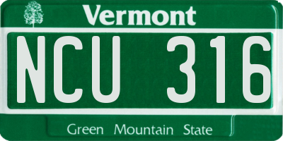 VT license plate NCU316