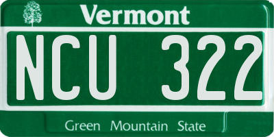 VT license plate NCU322