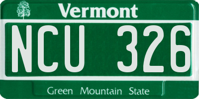 VT license plate NCU326
