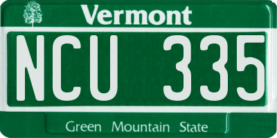 VT license plate NCU335