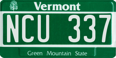 VT license plate NCU337