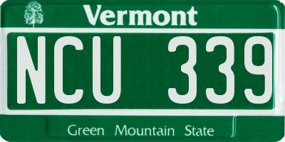 VT license plate NCU339