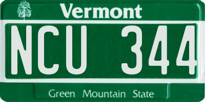 VT license plate NCU344
