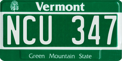 VT license plate NCU347