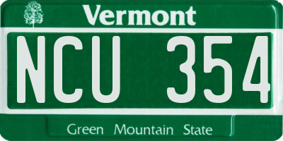 VT license plate NCU354
